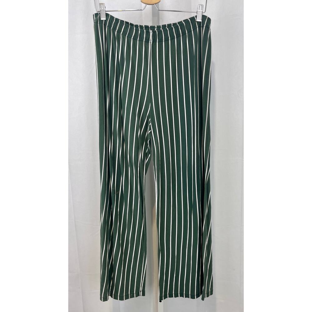 LAKE Striped Pajama Pants Pull On Modal Jersey Knit Green White Size S Run Large